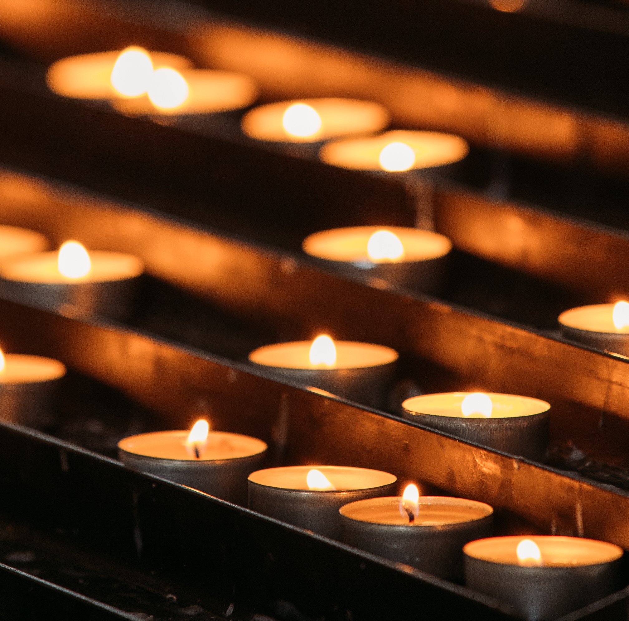 Group Of Candles In Church. Candles Light Background